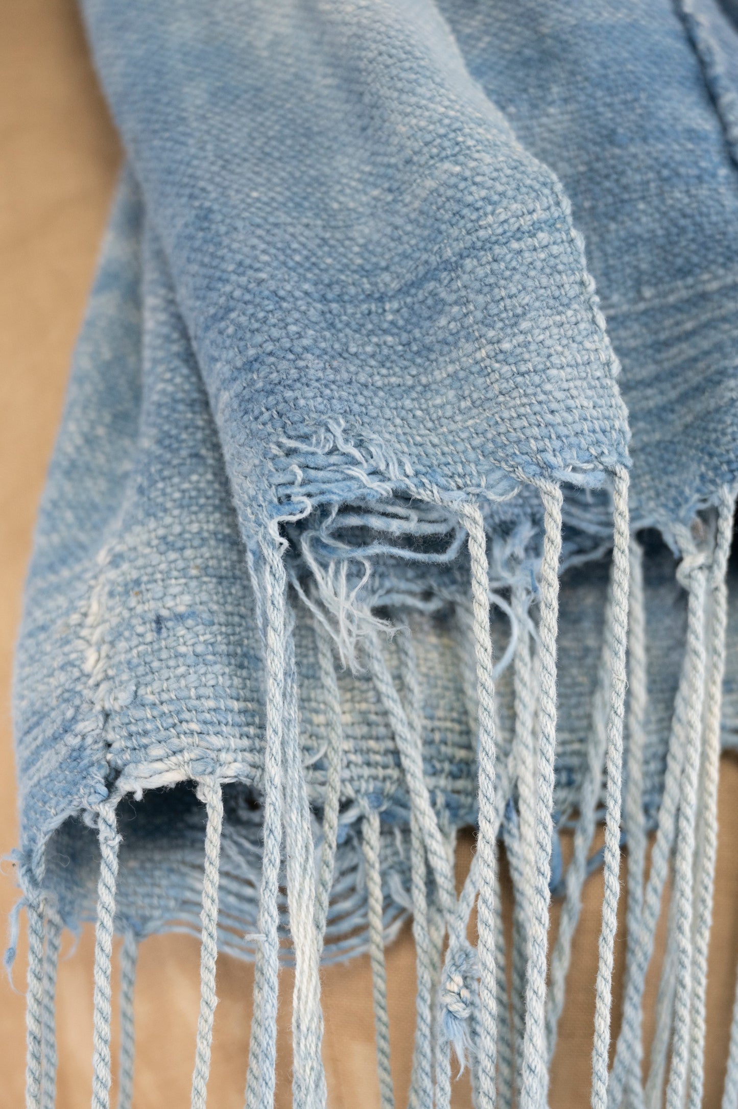 Distressed vintage indigo scarf