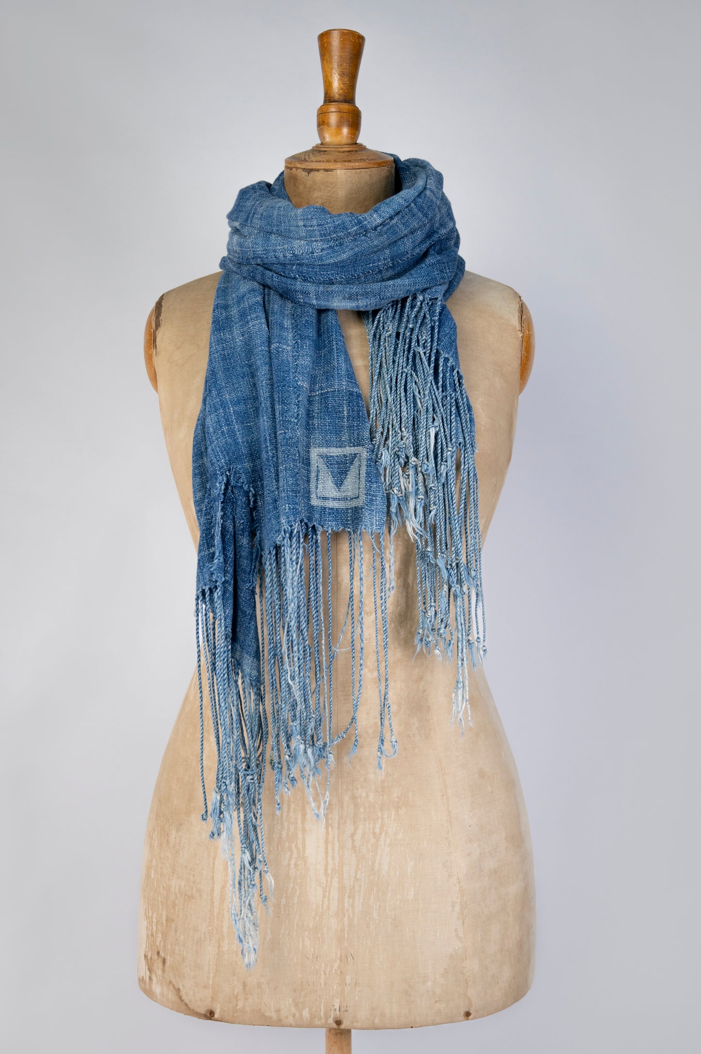 Distressed vintage indigo scarf