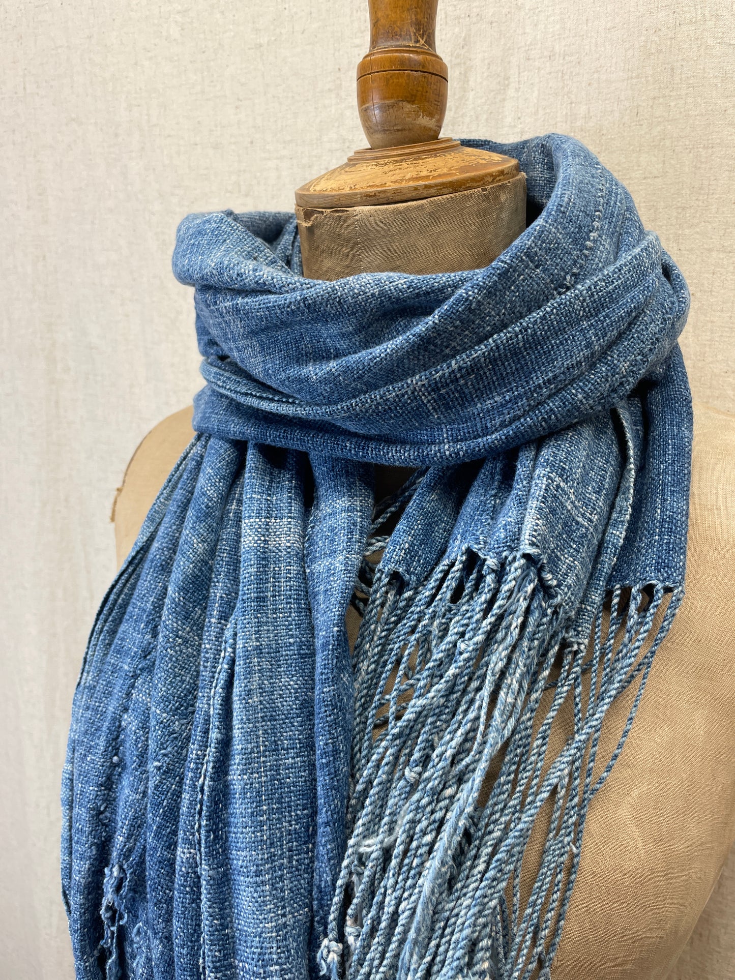 Distressed vintage indigo scarf