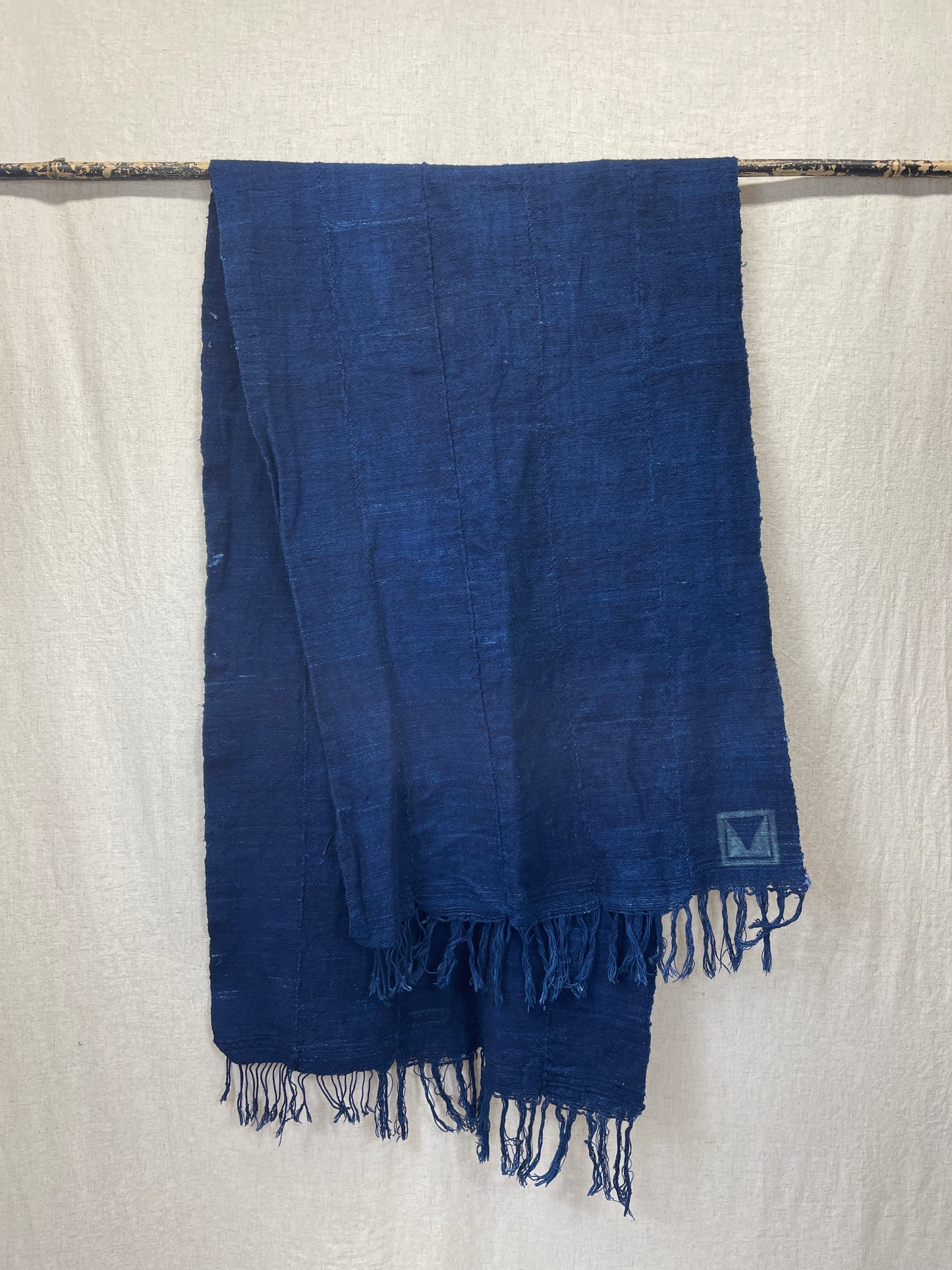 Deep indigo raw scarf