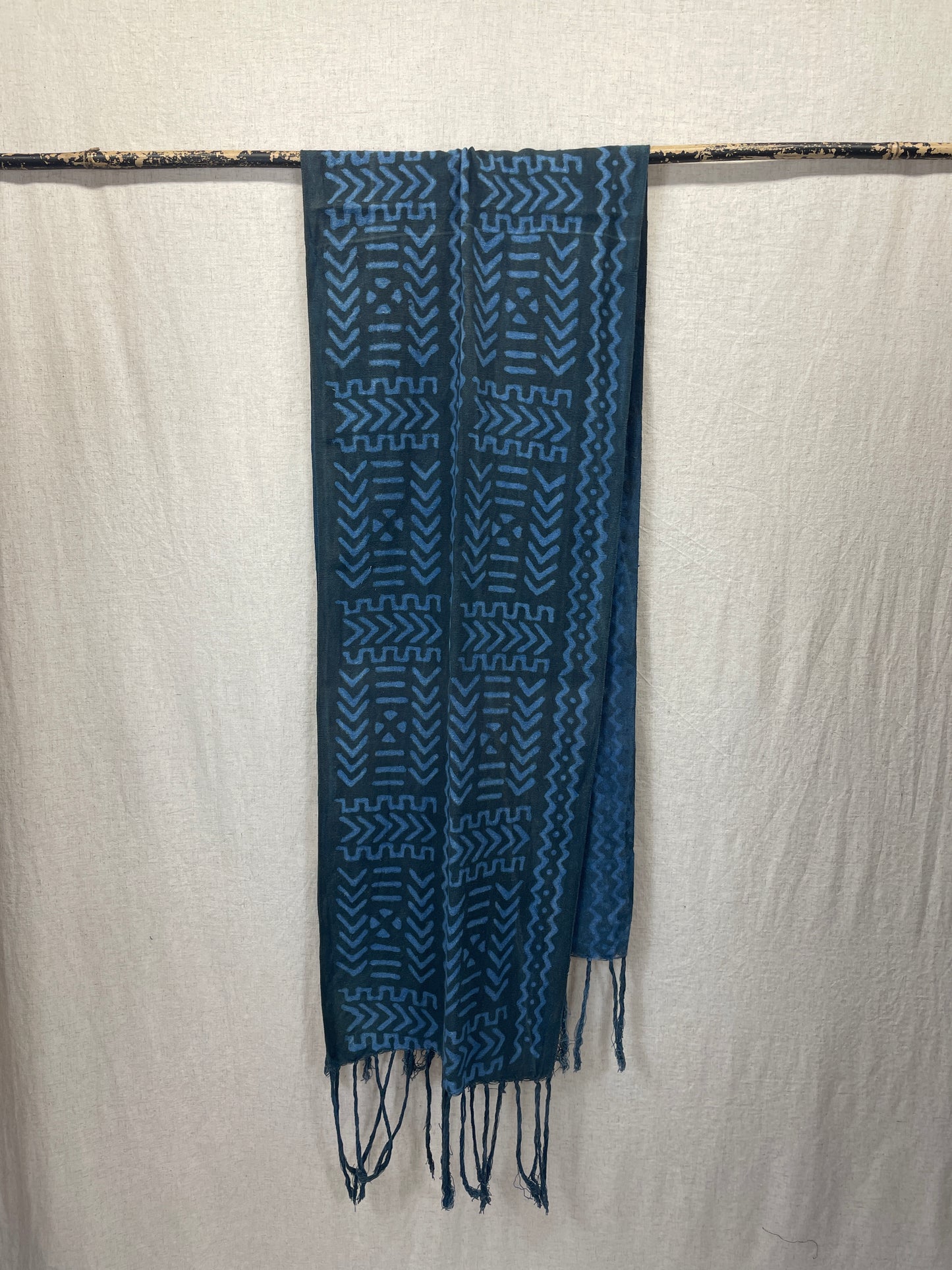 Graphic indigo scarf