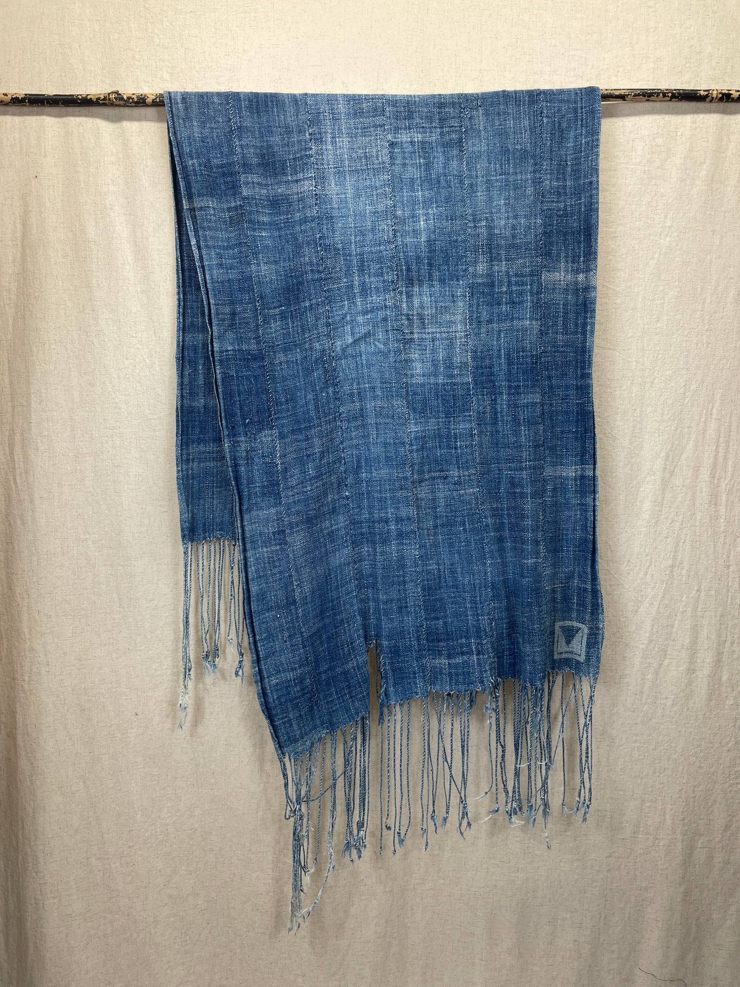 Distressed vintage indigo scarf