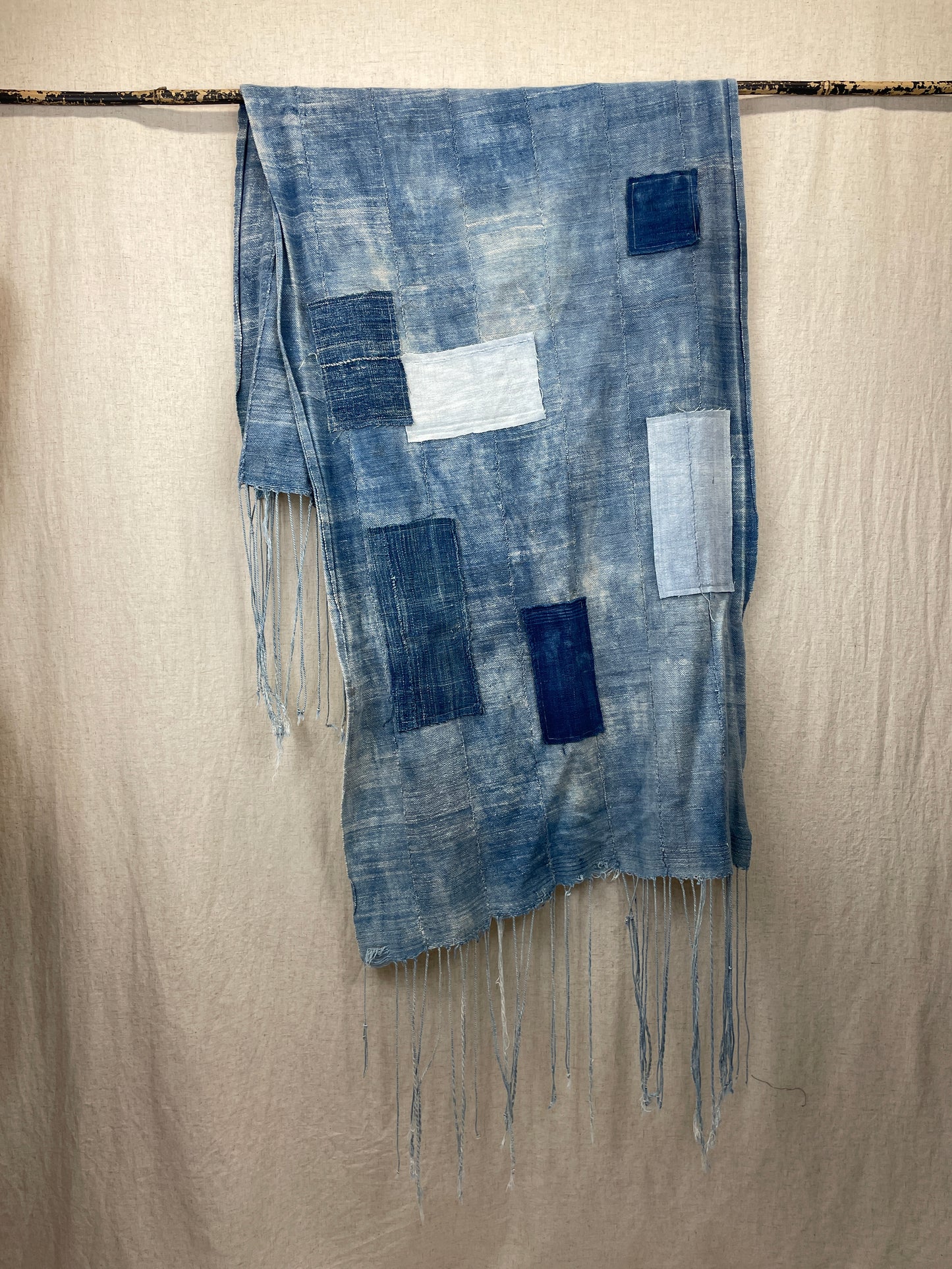 Vintage patched indigo scarf
