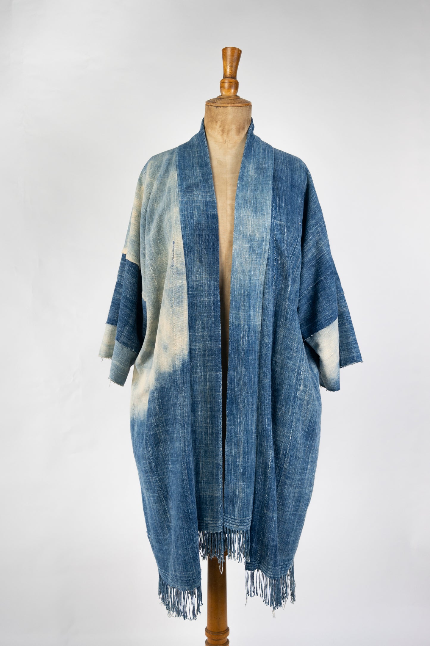 Resist Dyed Indigo Kimono
