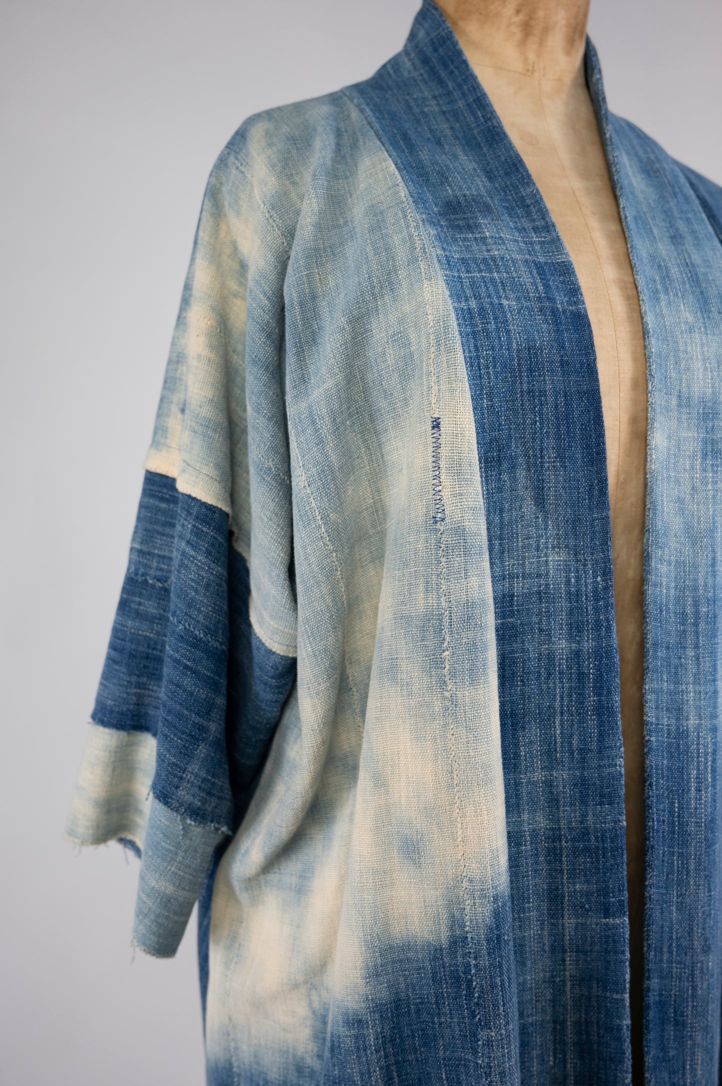 Resist Dyed Indigo Kimono