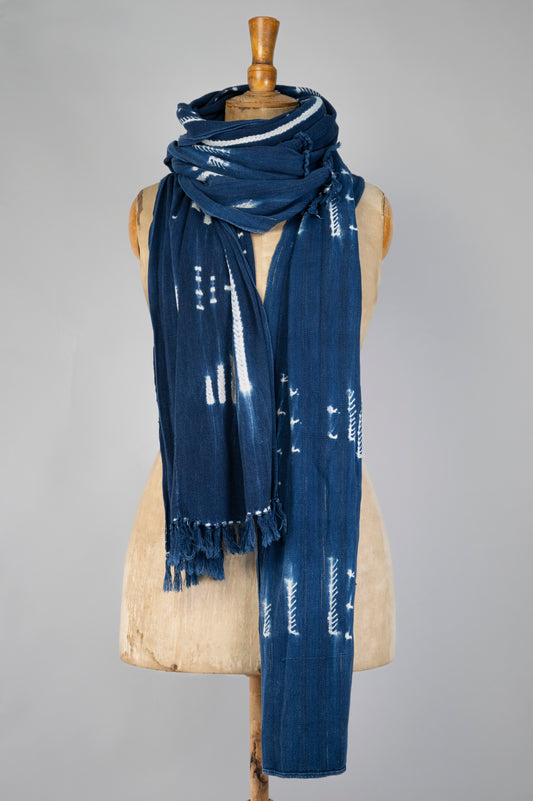 Long Vintage Indigo Scarf