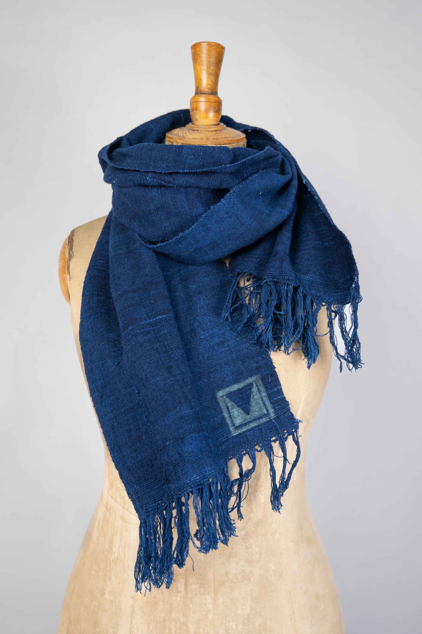 Deep indigo raw scarf