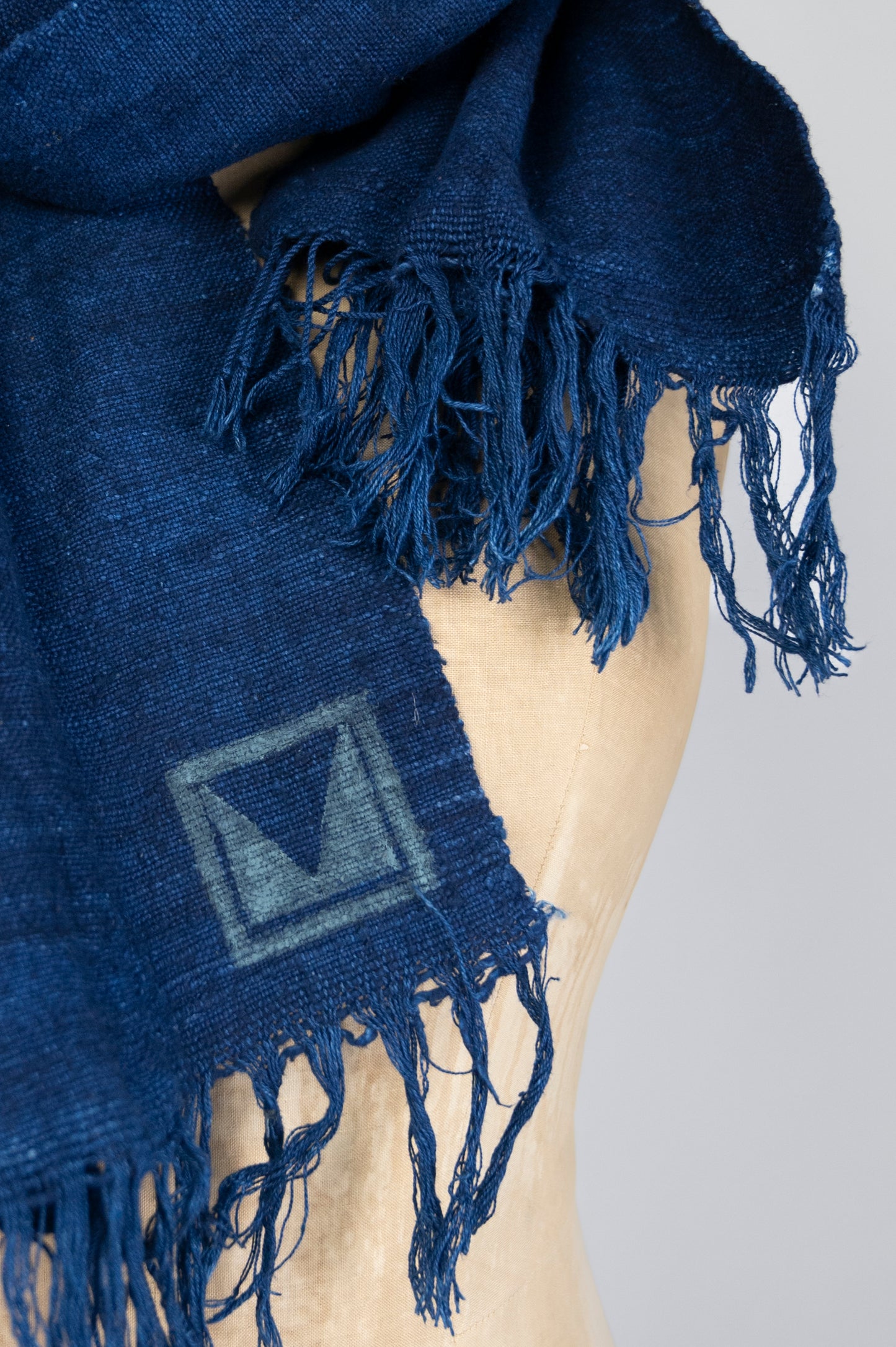 Deep indigo raw scarf