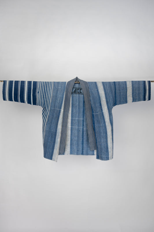 Vintage Indigo Striped Kimono