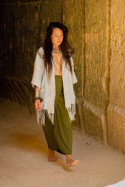 Raw Light Blue Indigo Kimono